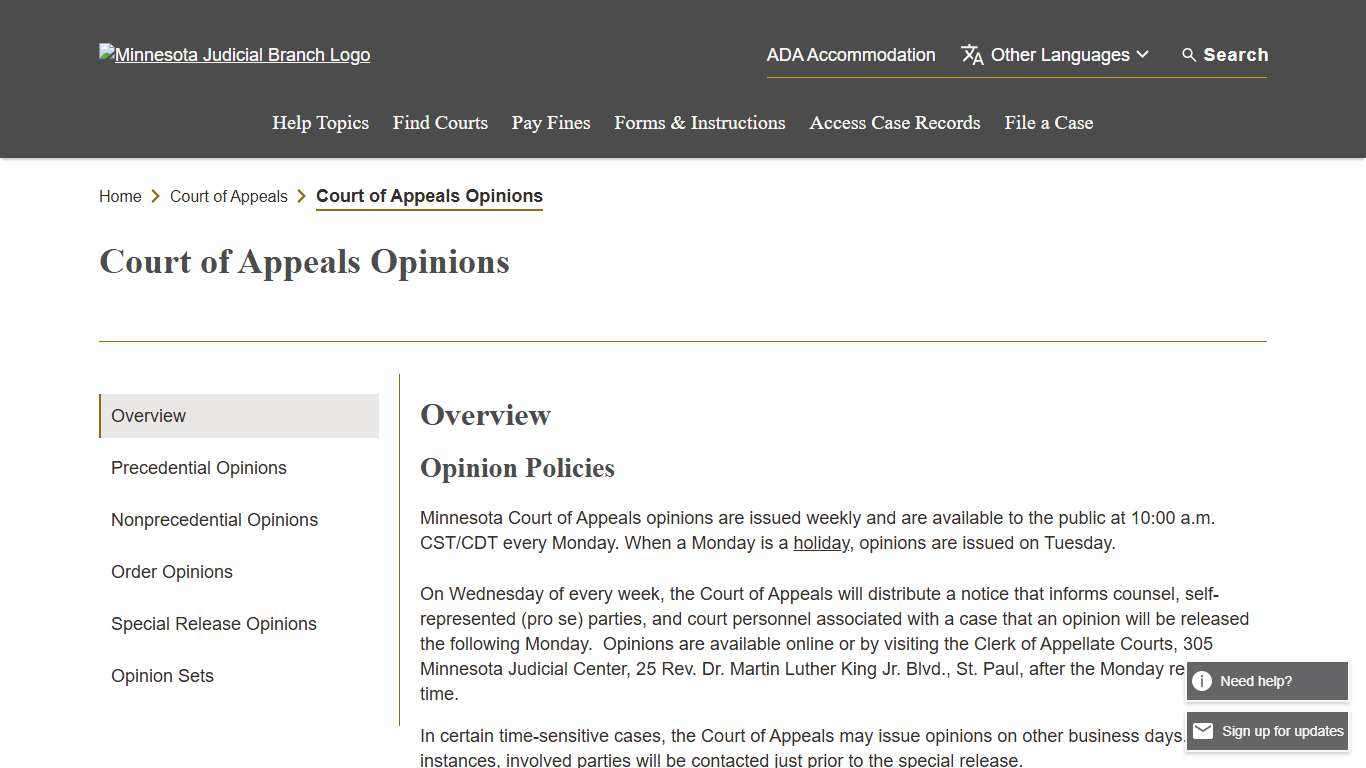 Opinions - Minnesota Court of Appeals