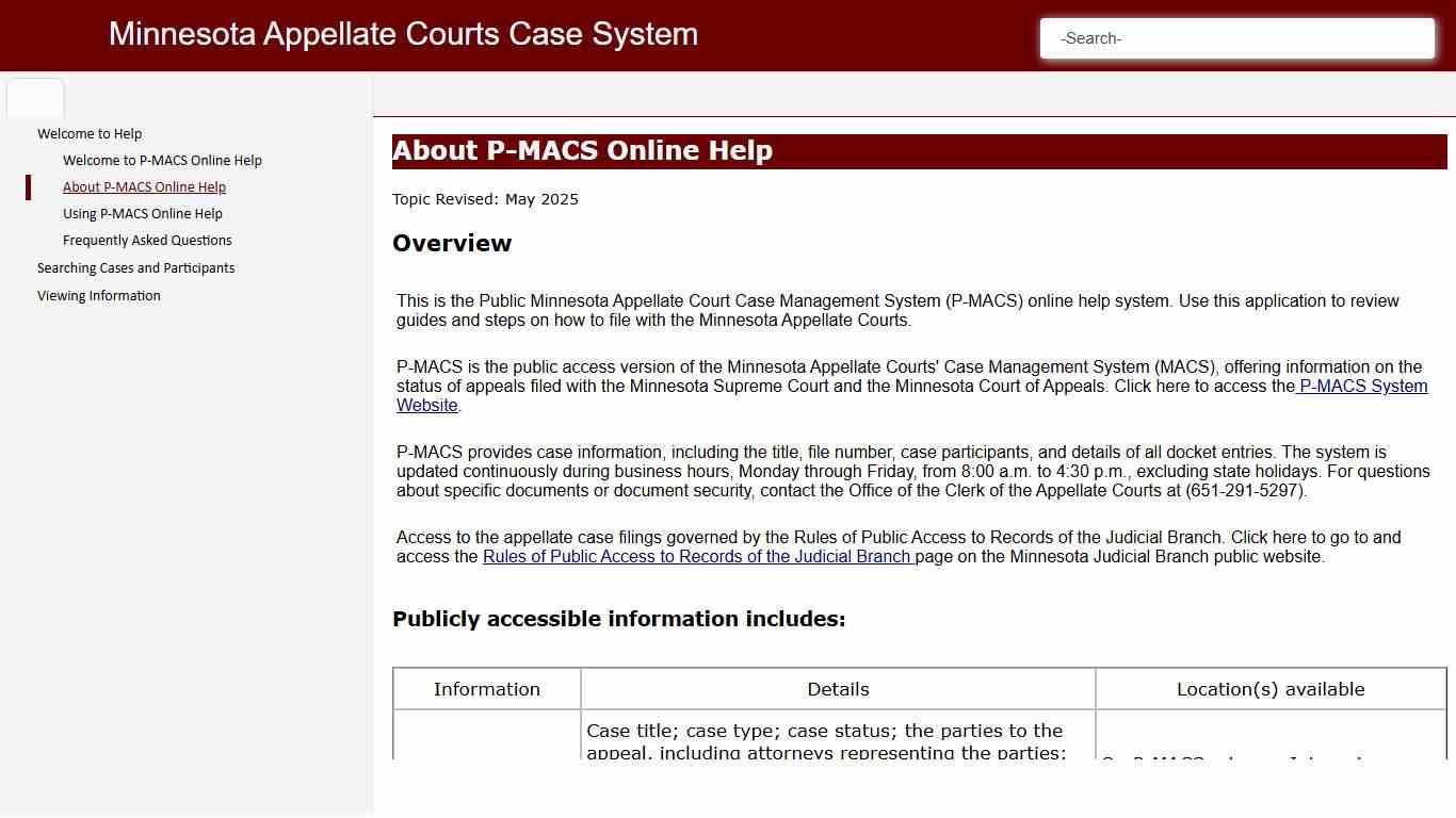 Minnesota Appellate Courts Case System